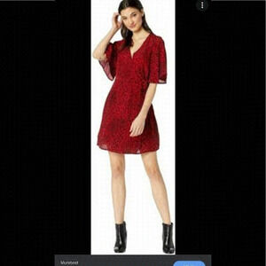 SANCTUARY Girl On Fire Red Faux Wrap Animal Print XS